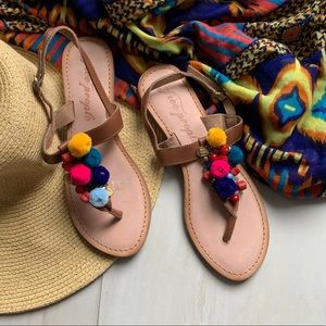 Free People Pom Pom thong sandals